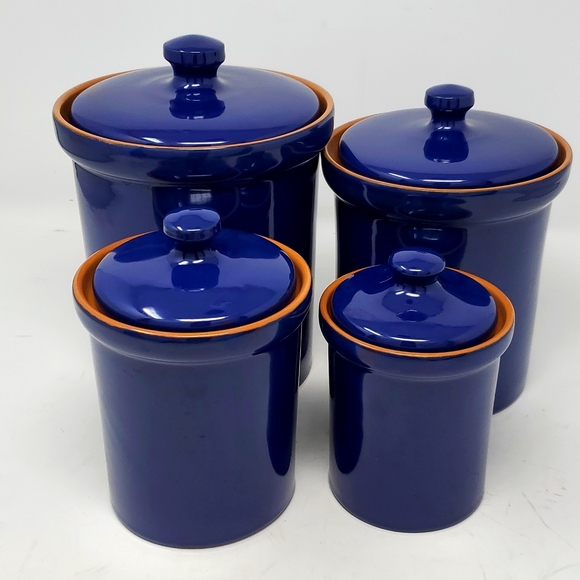 Unbranded Other - Made in Italy Cobalt Blue Stoneware Pottery Canister Set